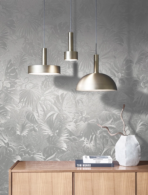 silver metallic tropical wallpaper